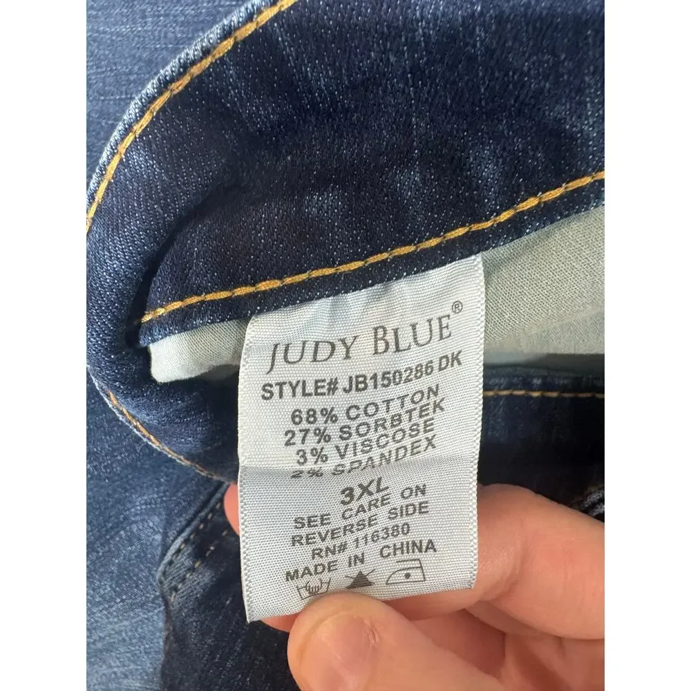 Judy Blue High Waist Tummy Control Stretch Dark Denim Shorts Plus Size 3X